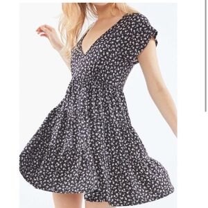 UO mini Floral Black Dress